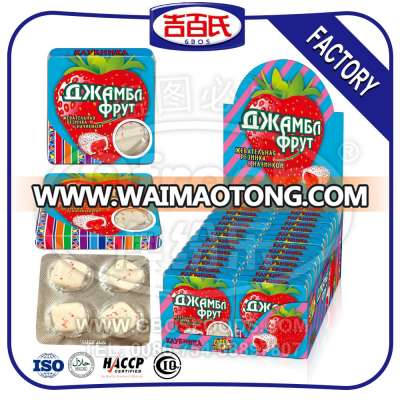 Crispy Strawberry Flavor Center Filled Chewing Gum With Jam